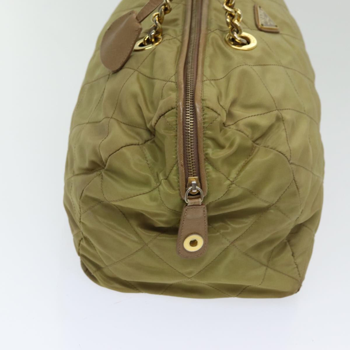 Luxury Prada Chain Hand Bag Nylon Beige Gold  bs16747