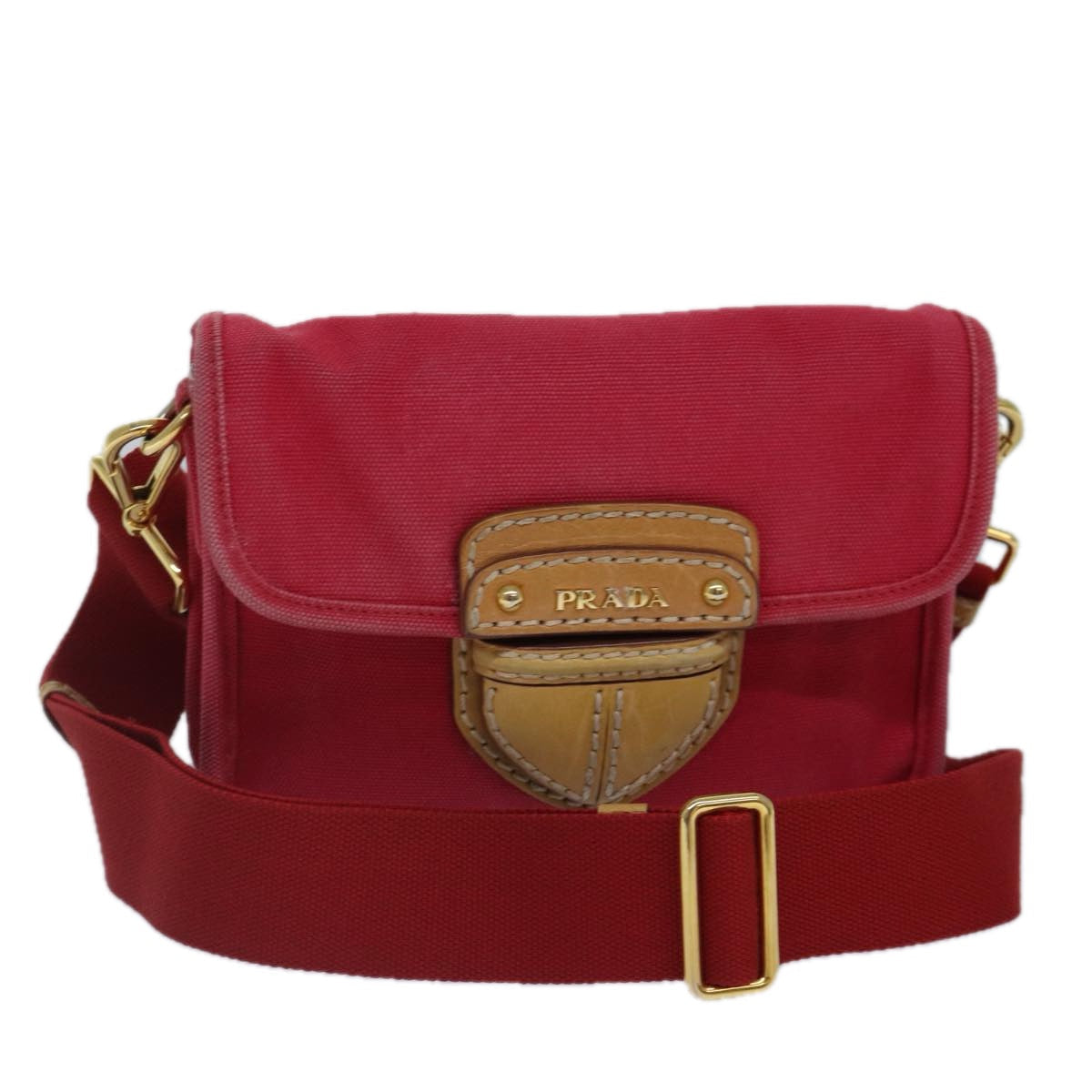 Luxury Prada Shoulder Bag Canvas Red  bs16823
