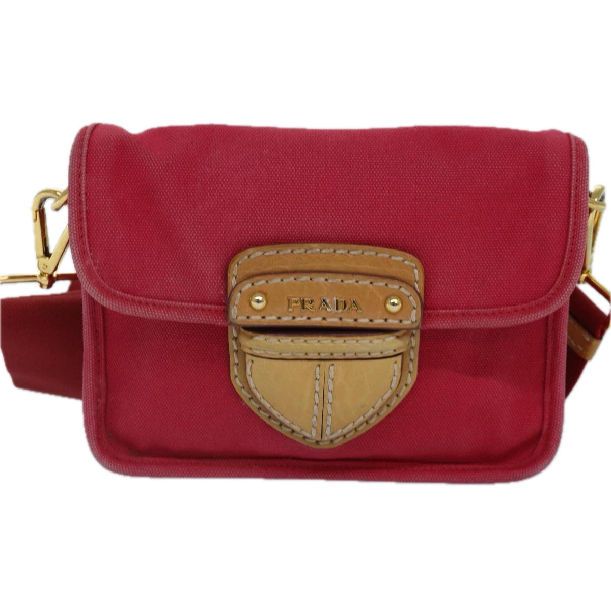 Luxury Prada Shoulder Bag Canvas Red  bs16823