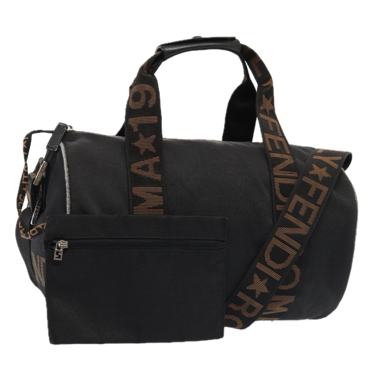 Luxury Fendi Hand Bag Canvas 2way Black Brownbs16831