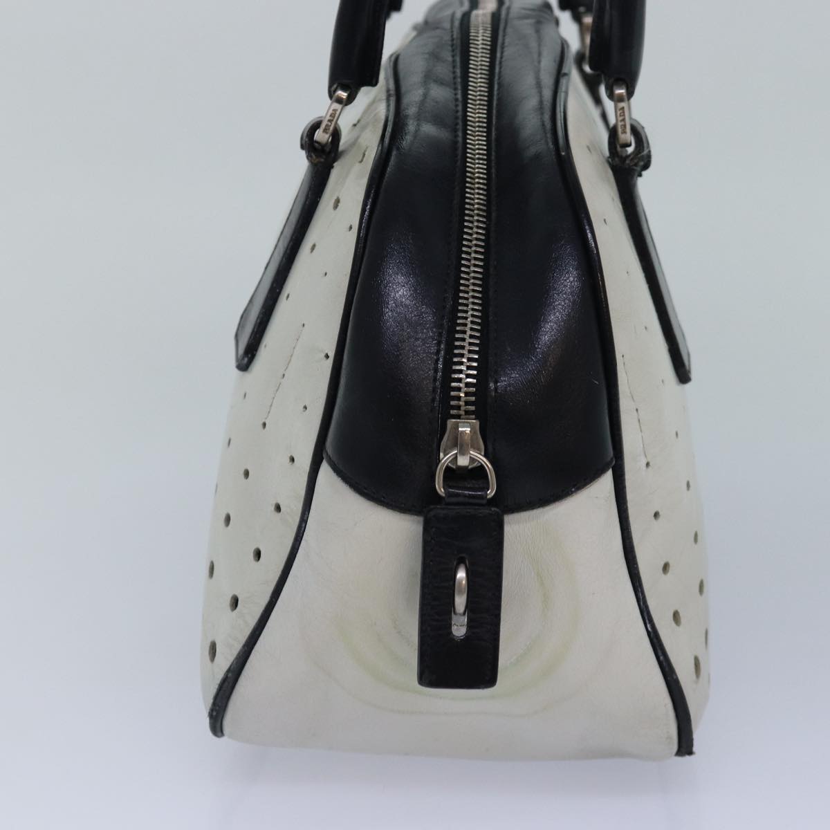 Luxury Prada Hand Bag Leather White Black Silver  bs16847