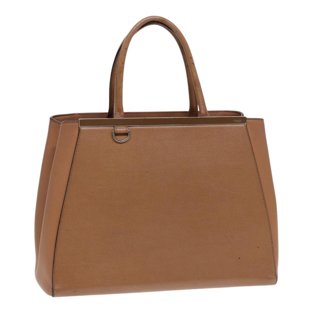 Luxury Fendi Hand Bag Leather 2way Beige Silverbs16933