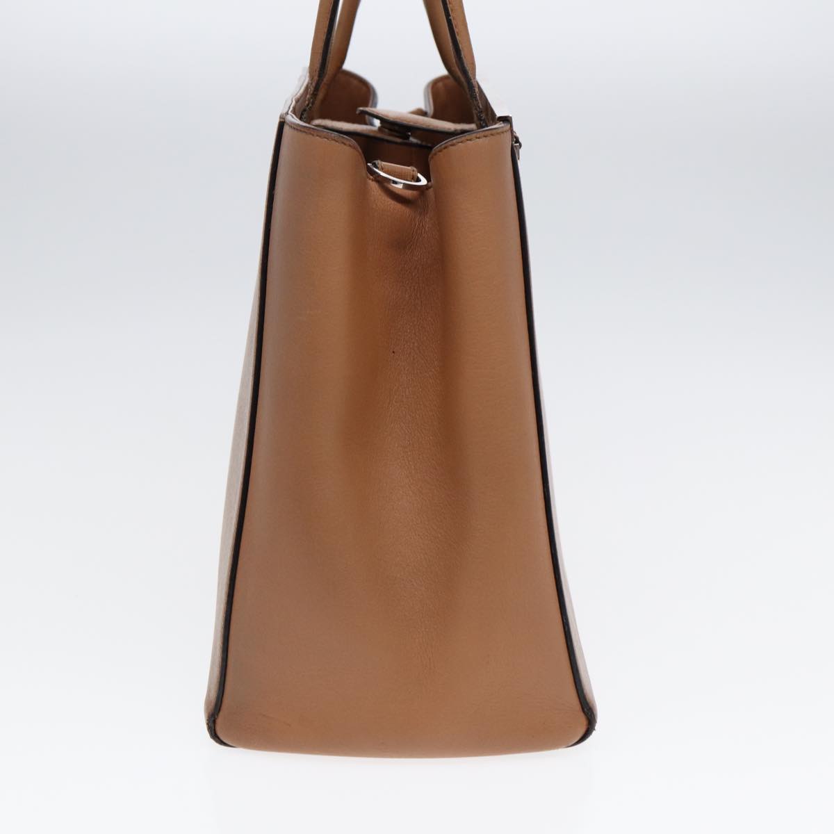 Luxury Fendi Hand Bag Leather 2way Beige Silverbs16933