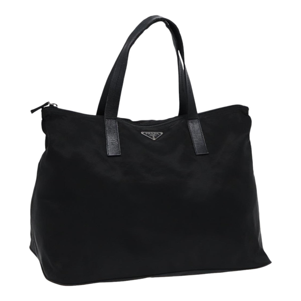 Luxury Prada Hand Bag Nylon Leather Black Silver  bs16988