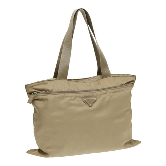 Luxury Prada Tote Bag Nylon Beige Silver  bs17046