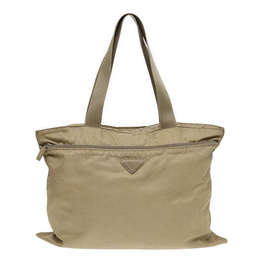 Luxury Prada Tote Bag Nylon Beige Silver  bs17046
