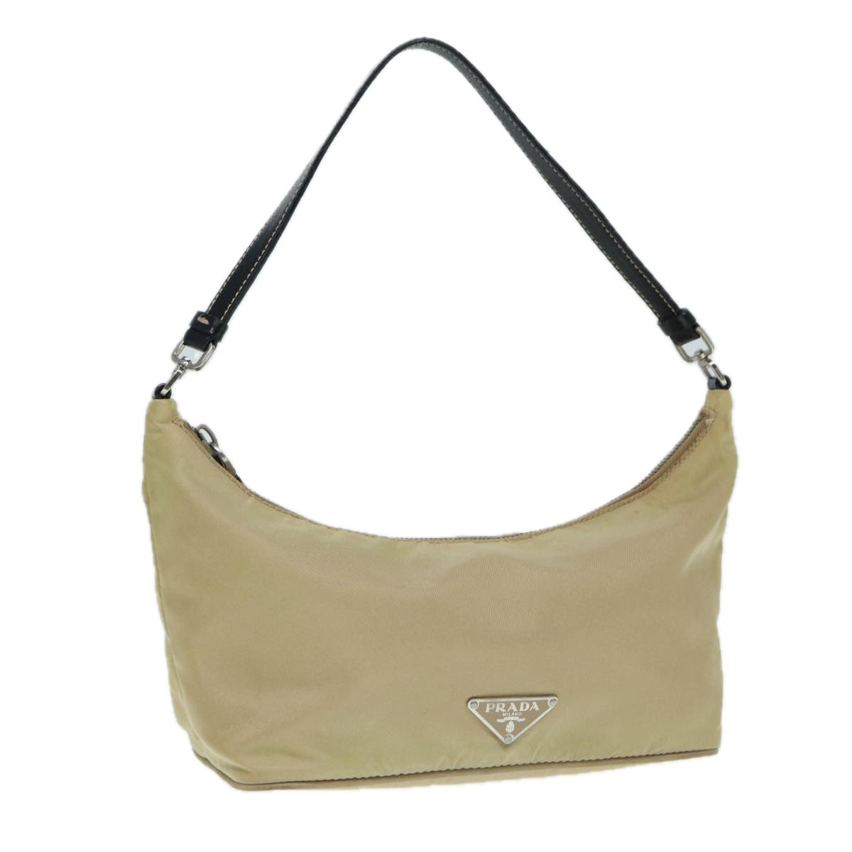 Luxury Prada Hand Bag Nylon Beige Silver black  bs17047