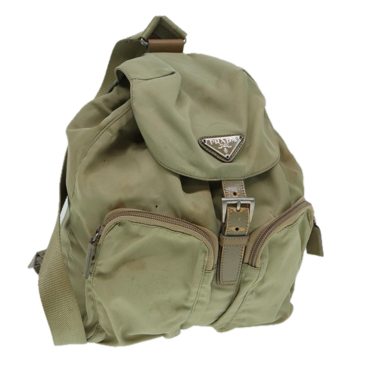 Luxury Prada Backpack Nylon Beige Silver  bs17052