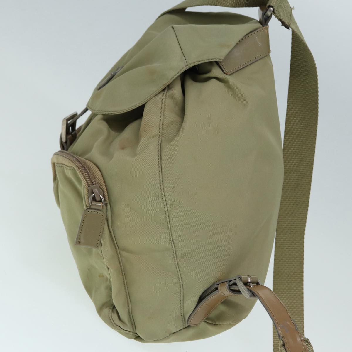 Luxury Prada Backpack Nylon Beige Silver  bs17052