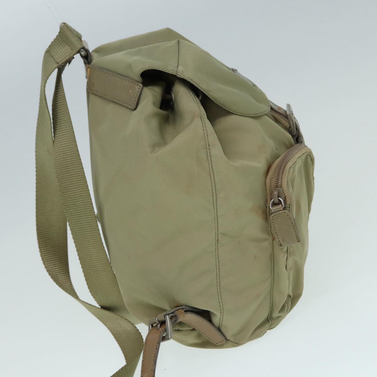 Luxury Prada Backpack Nylon Beige Silver  bs17052