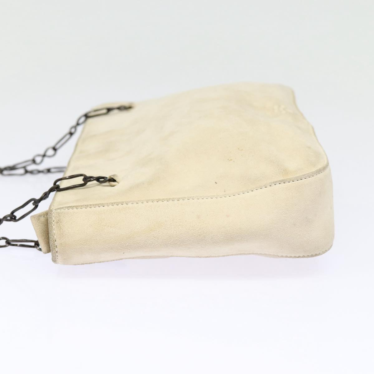 Luxury Prada Chain Shoulder Bag Suede Beige Silver  bs17129