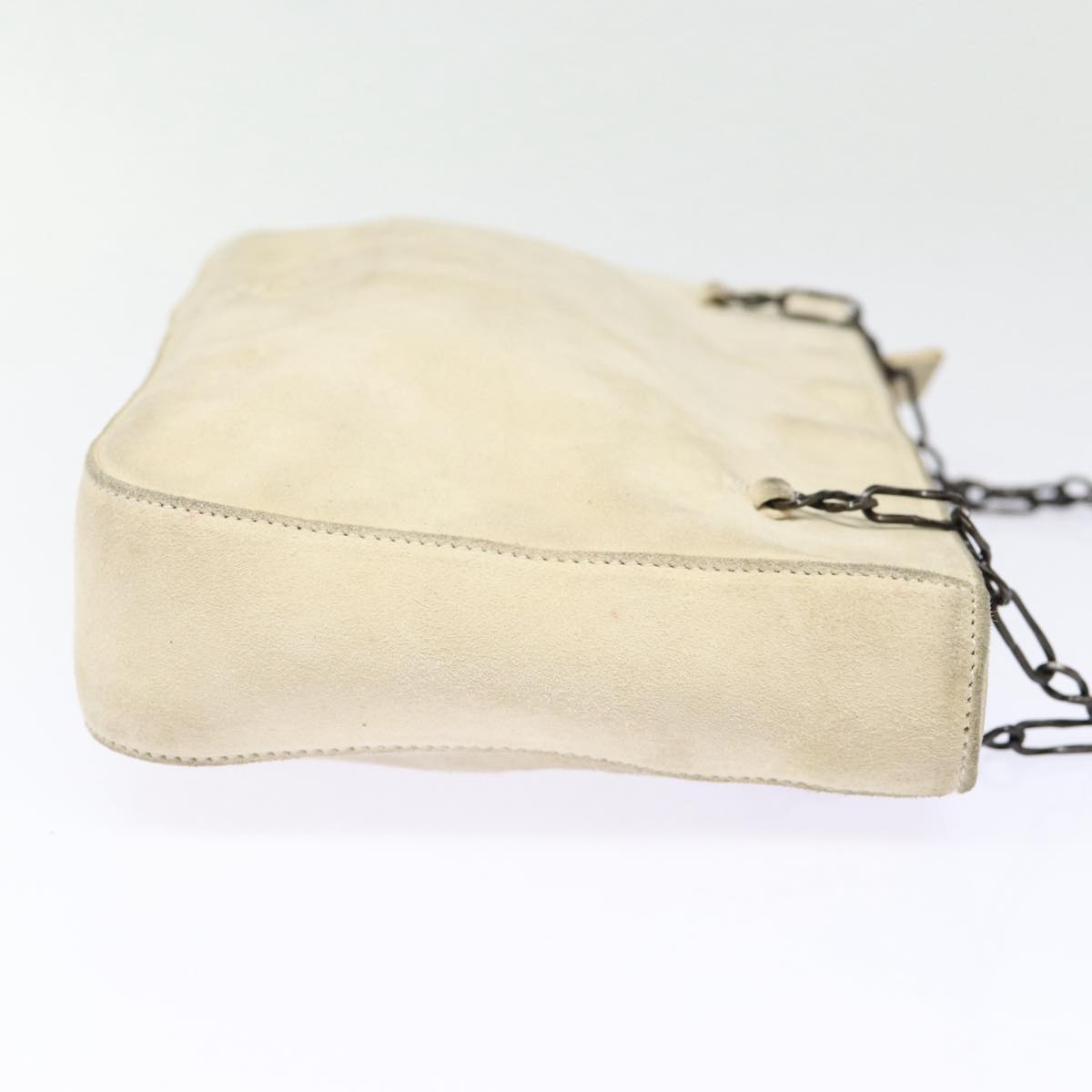 Luxury Prada Chain Shoulder Bag Suede Beige Silver  bs17129