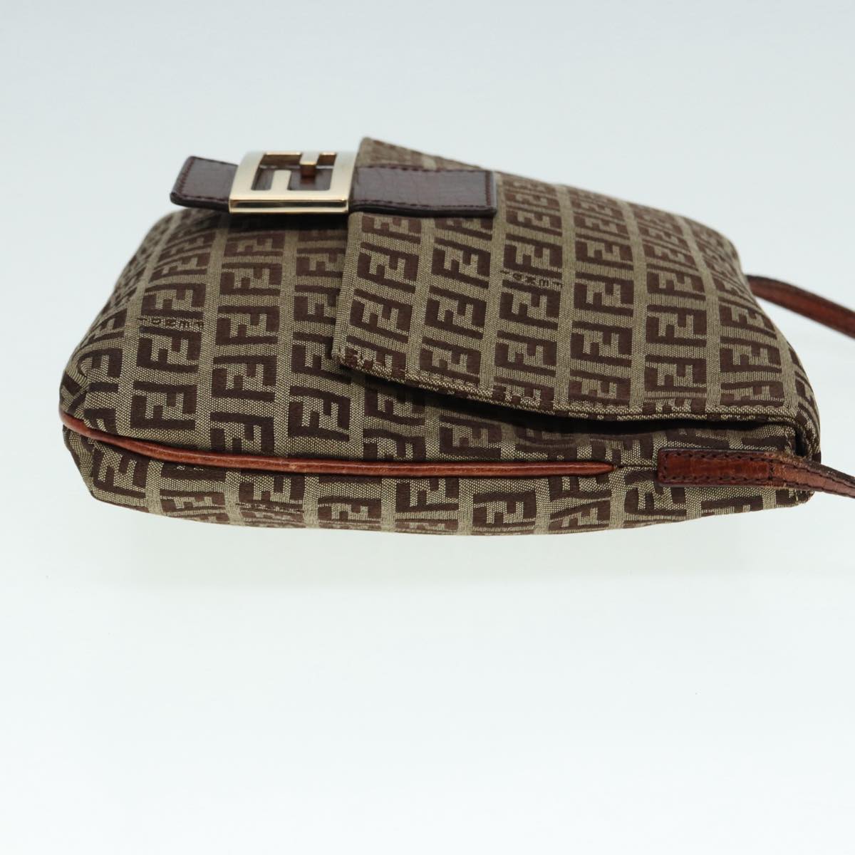 Luxury Fendi Zucchino Canvas Shoulder Bag Brown Goldbs17192