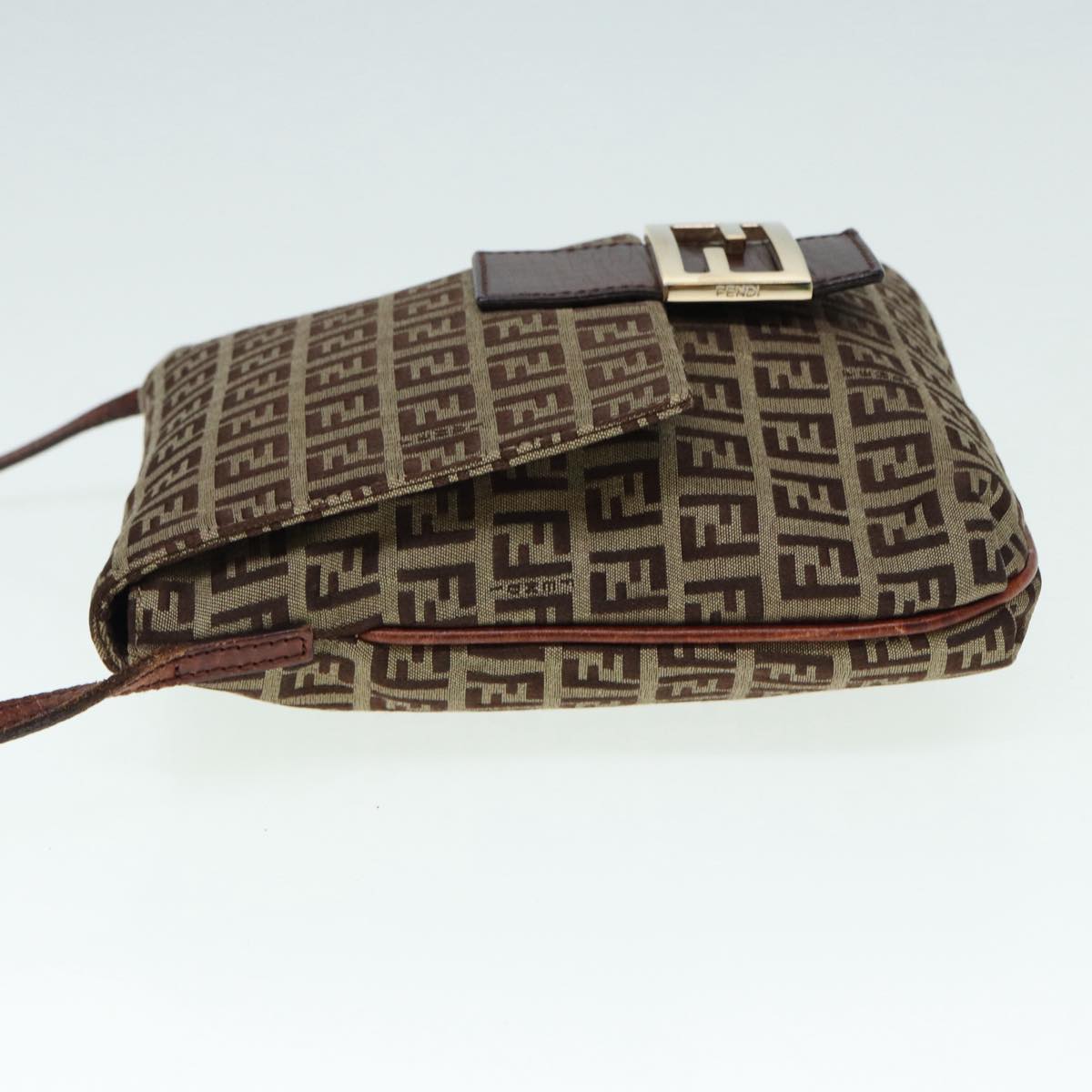 Luxury Fendi Zucchino Canvas Shoulder Bag Brown Goldbs17192