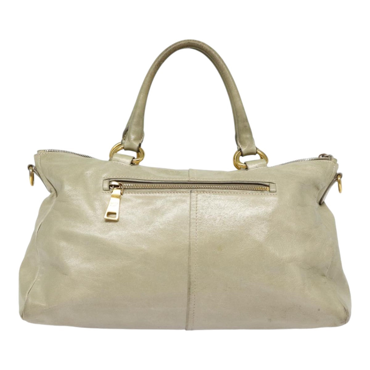 Luxury Prada Hand Bag Leather 2way Gray Gold  bs17213