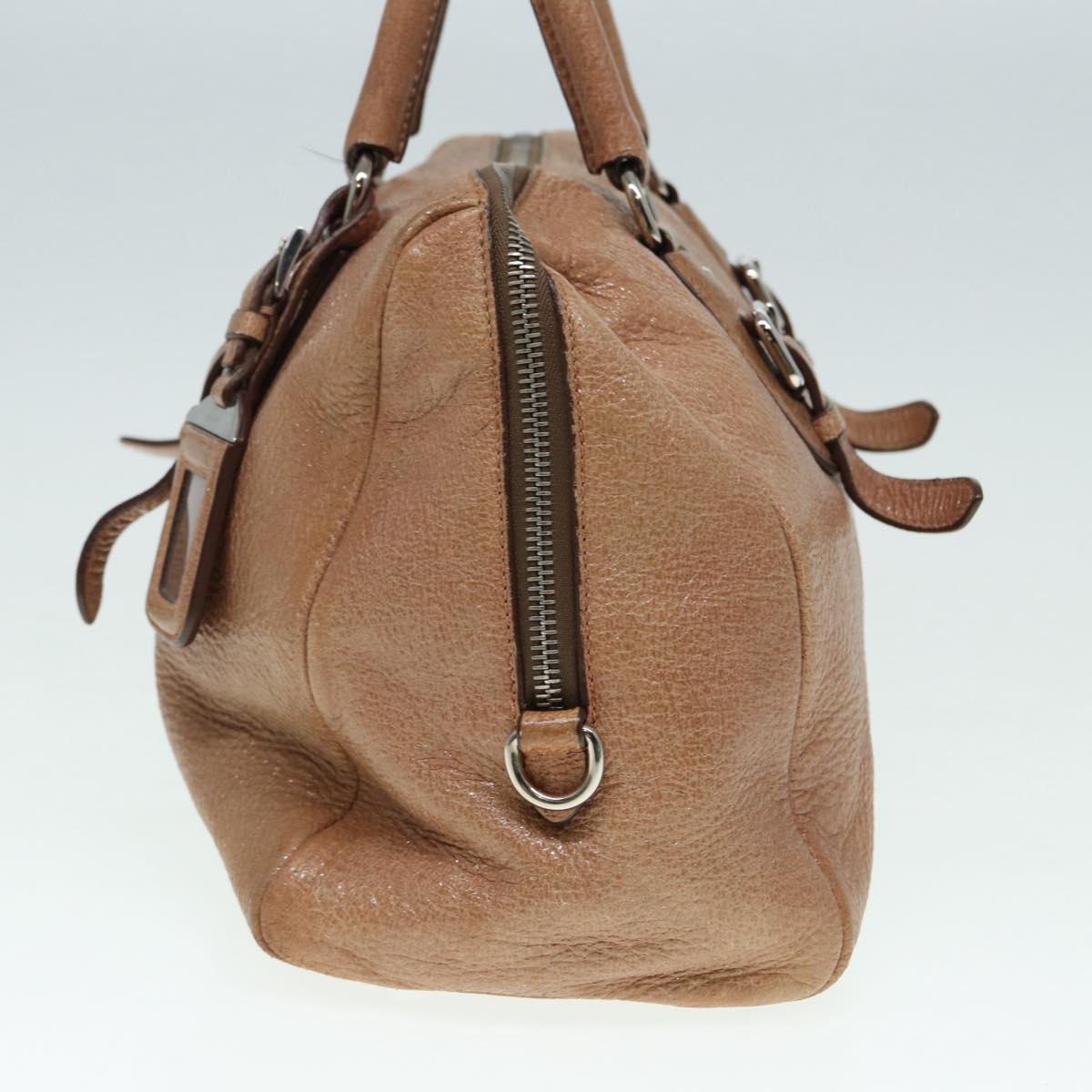 Luxury Prada Hand Bag Leather Beige Silver  bs17215
