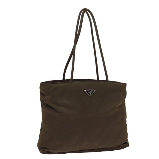 Luxury Prada Tote Bag Nylon Brown Silver  bs17233
