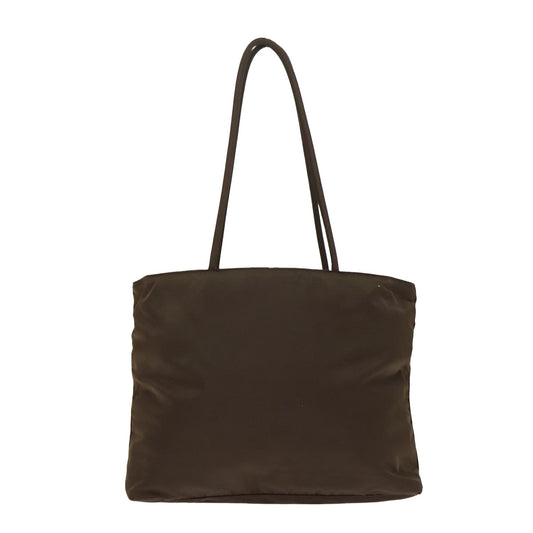 Luxury Prada Tote Bag Nylon Brown Silver  bs17233
