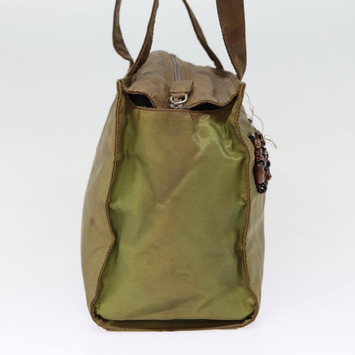 Luxury Prada Shoulder Bag Nylon Khaki Silver  bs17238