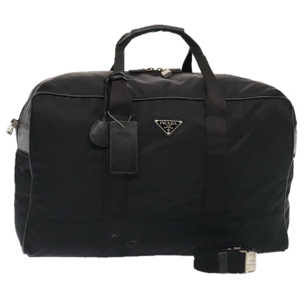 Luxury Prada Boston Bag Nylon Black Silver  bs17239