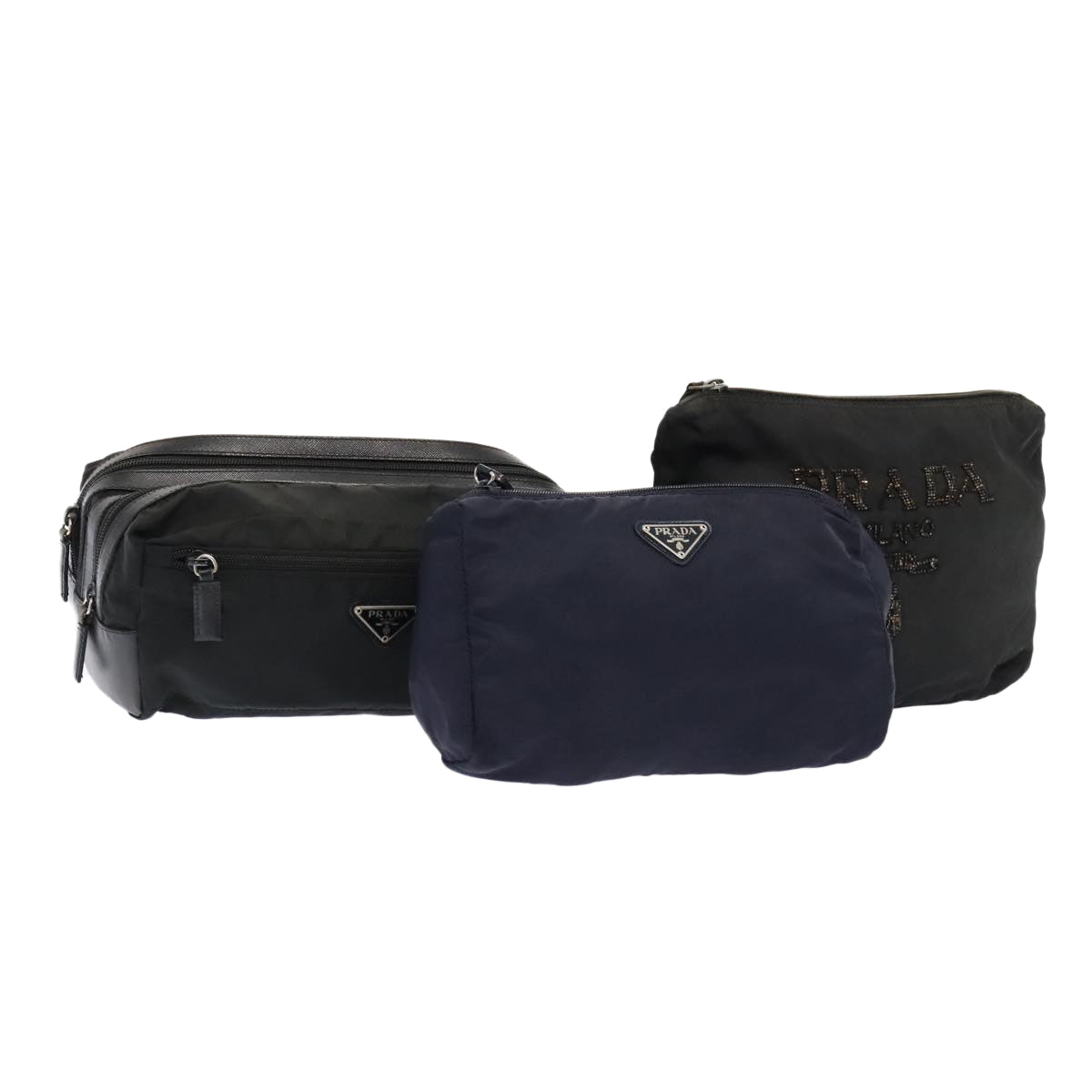 Luxury Prada Pouch Nylon 3Set Black Navy  bs17241