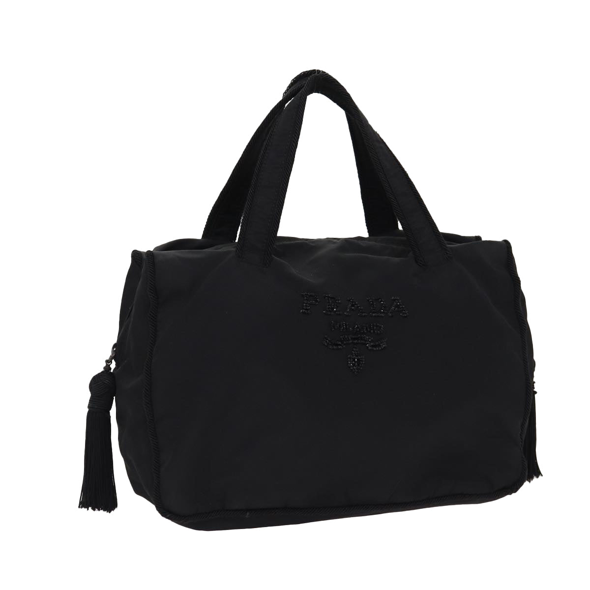 Luxury Prada Hand Bag Nylon Black Silver  bs17243