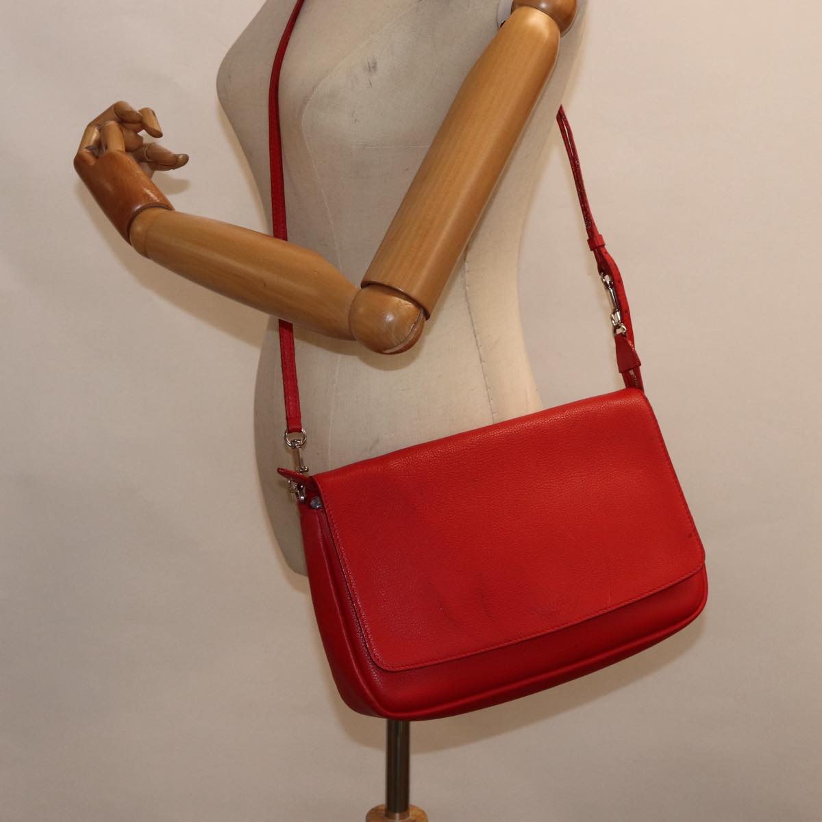 LOUIS VUITTON Parnasea Esan Ciel Shoulder Bag Leather Red M94448 LV bs17244