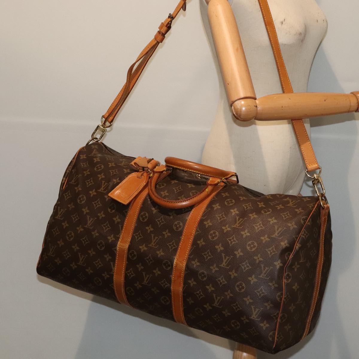 LOUIS VUITTON Monogram Keepall Bandouliere 55 Boston Bag M41414 LV bs17279