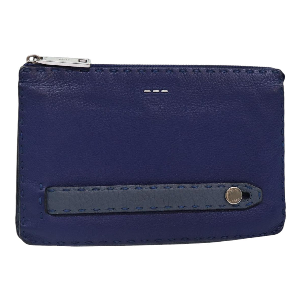 Luxury Fendi Clutch Bag Leather Blue Silverbs17465