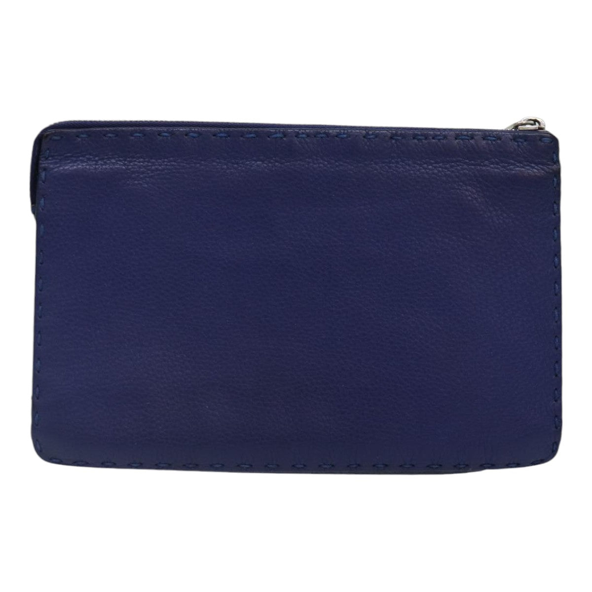 Luxury Fendi Clutch Bag Leather Blue Silverbs17465