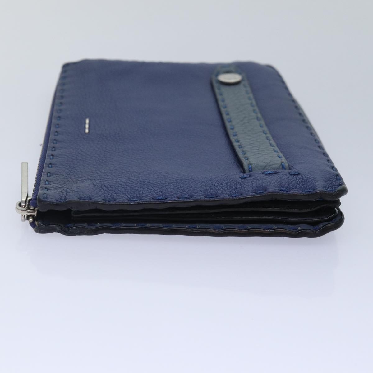 Luxury Fendi Clutch Bag Leather Blue Silverbs17465