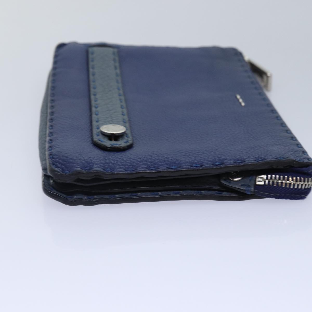 Luxury Fendi Clutch Bag Leather Blue Silverbs17465