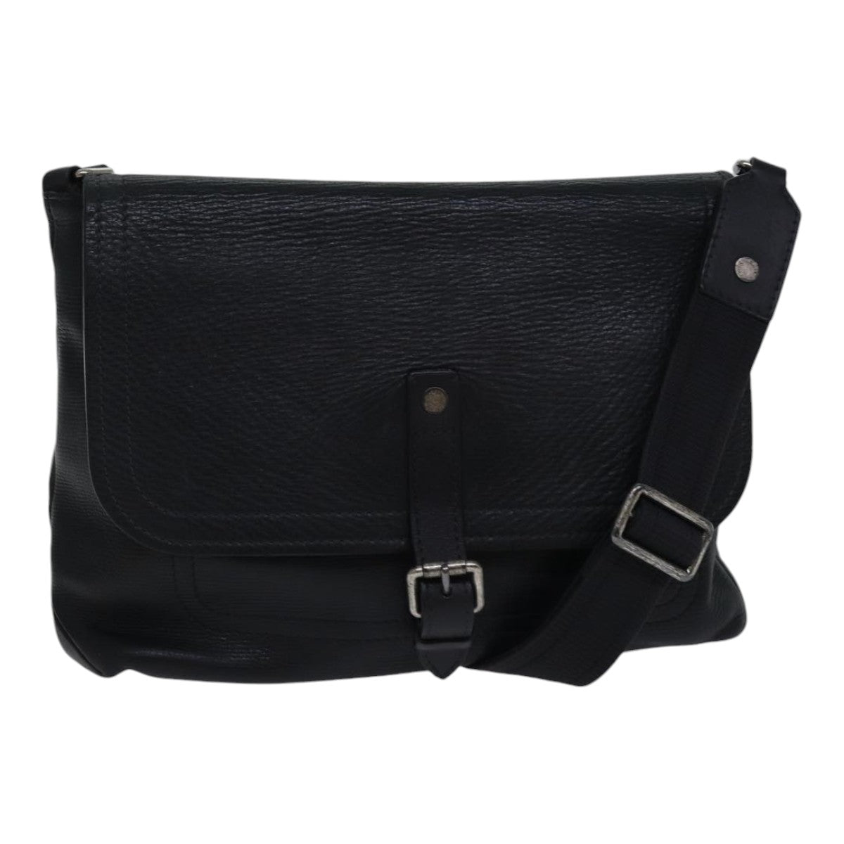 LOUIS VUITTON Utah Ohama Shoulder Bag Leather Black Silver LV bs17487