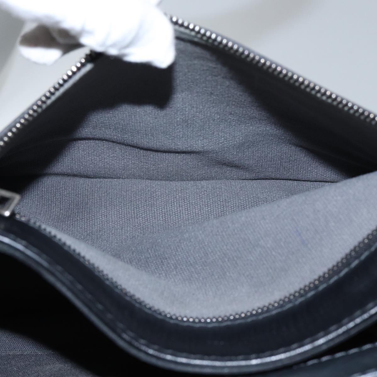 LOUIS VUITTON Utah Ohama Shoulder Bag Leather Black Silver LV bs17487