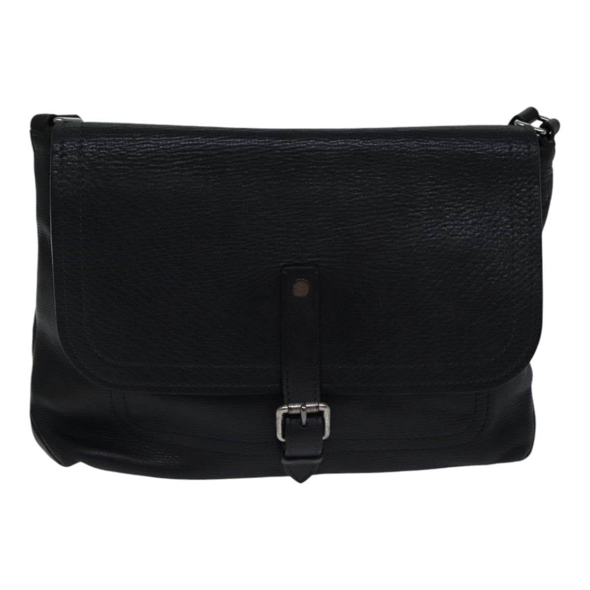 LOUIS VUITTON Utah Ohama Shoulder Bag Leather Black Silver LV bs17487
