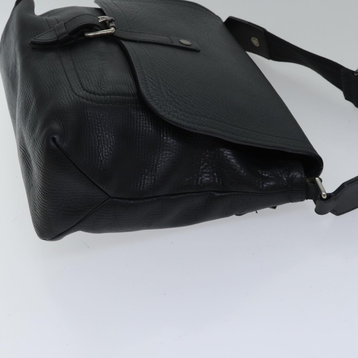 LOUIS VUITTON Utah Ohama Shoulder Bag Leather Black Silver LV bs17487