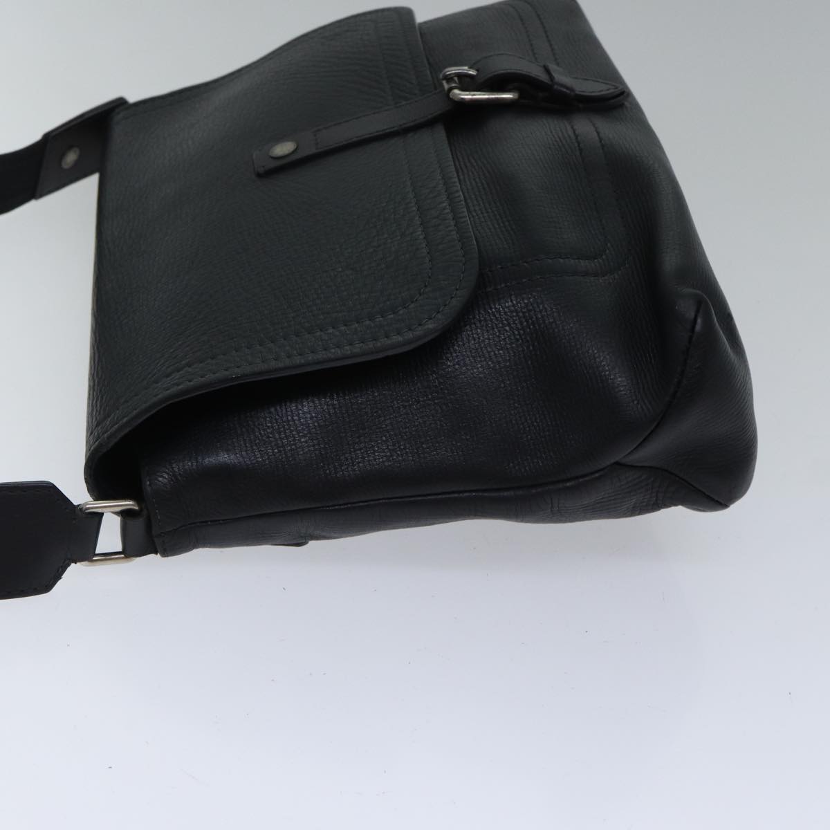 LOUIS VUITTON Utah Ohama Shoulder Bag Leather Black Silver LV bs17487