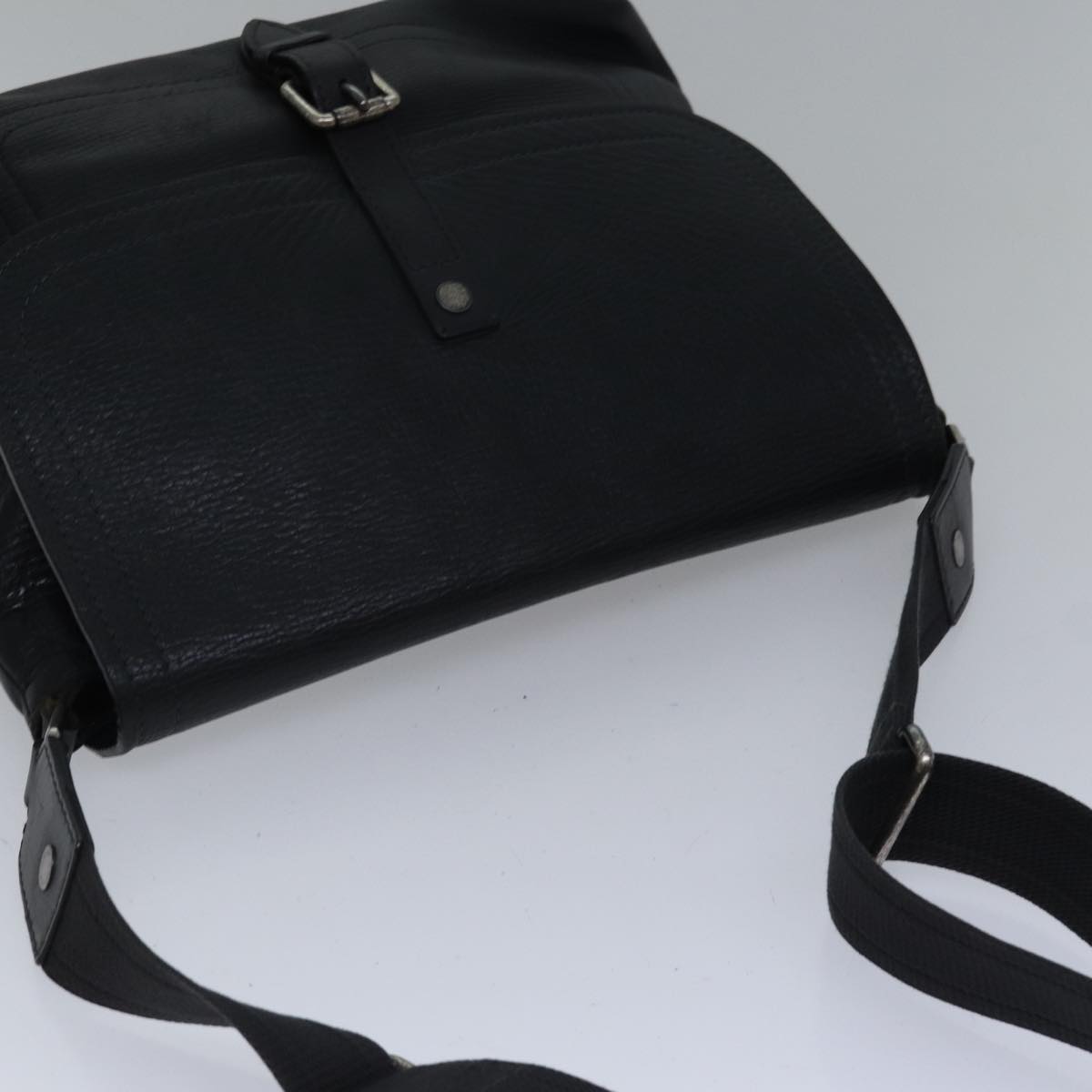 LOUIS VUITTON Utah Ohama Shoulder Bag Leather Black Silver LV bs17487