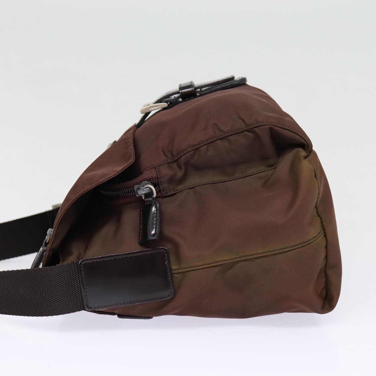 Luxury Prada Shoulder Bag Nylon Brown Silver  bs17504