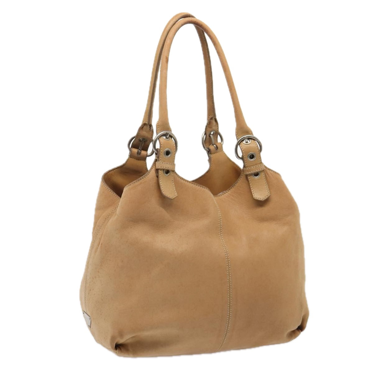 Luxury Prada Shoulder Bag Leather Beige Silver  bs17568