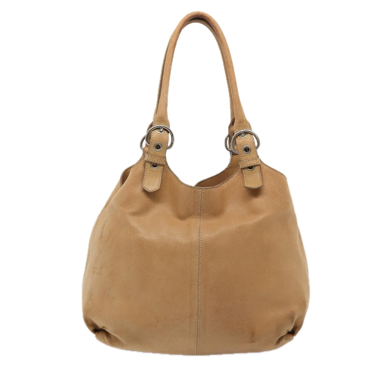 Luxury Prada Shoulder Bag Leather Beige Silver  bs17568