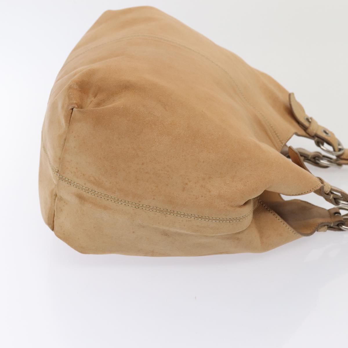 Luxury Prada Shoulder Bag Leather Beige Silver  bs17568