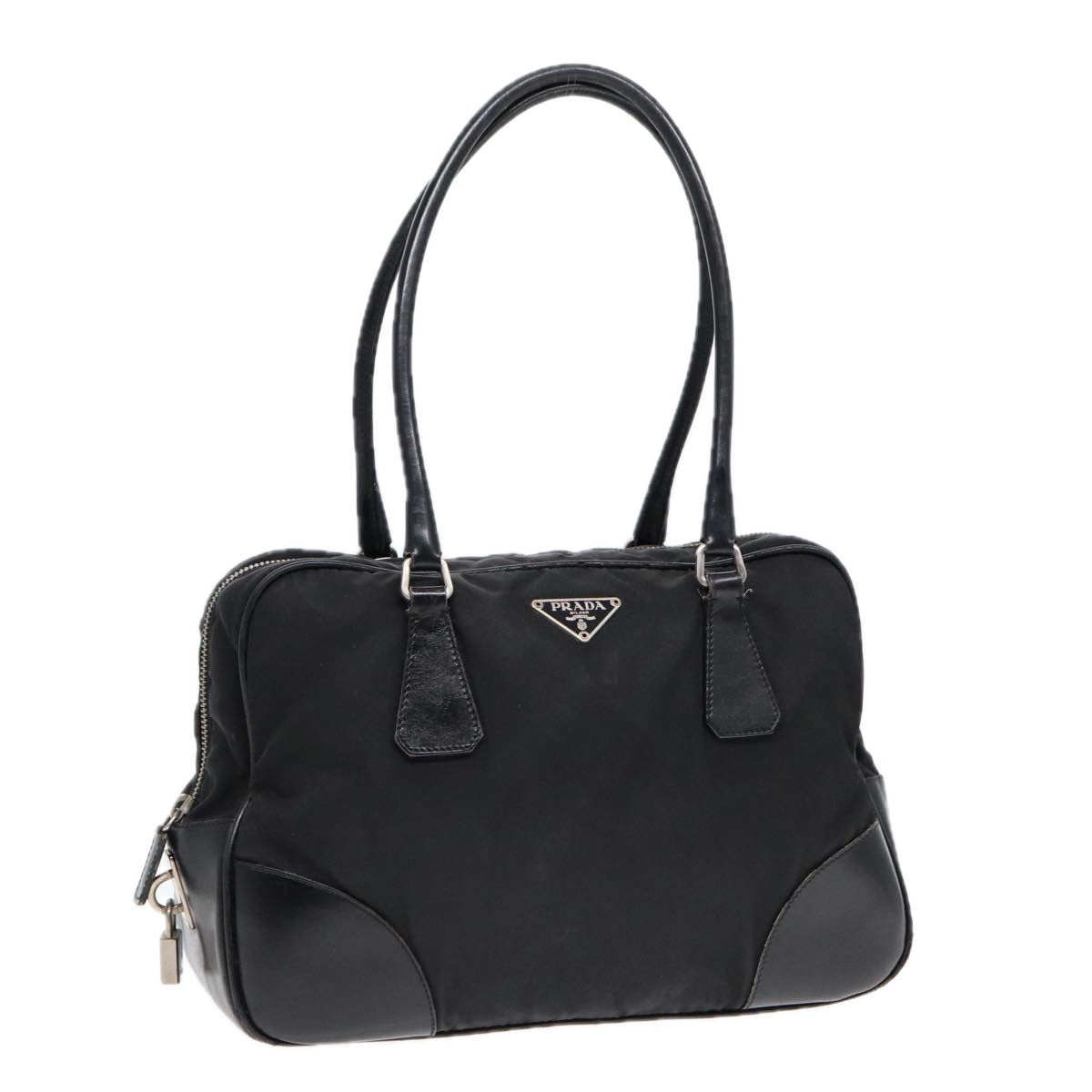 Luxury Prada Hand Bag Nylon Black Silver  bs17572