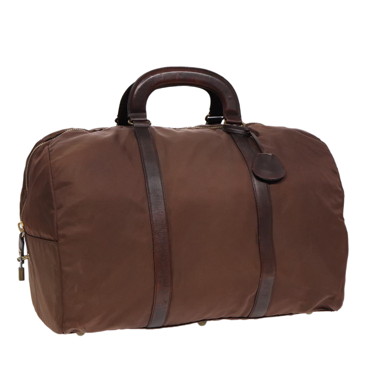 Luxury Prada Boston Bag Nylon Gold Brown  bs17606