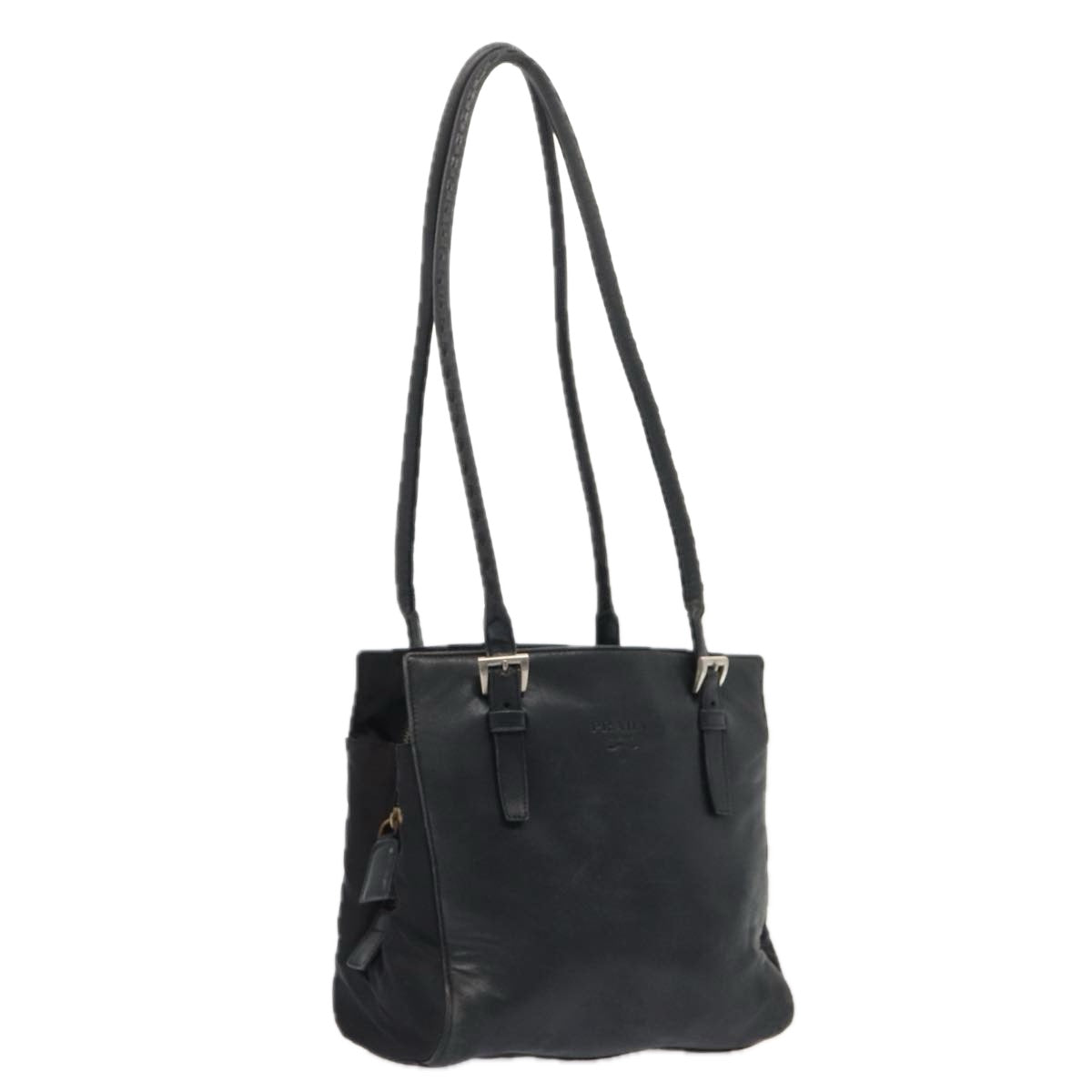Luxury Prada Shoulder Bag Leather Black Silver  bs17651
