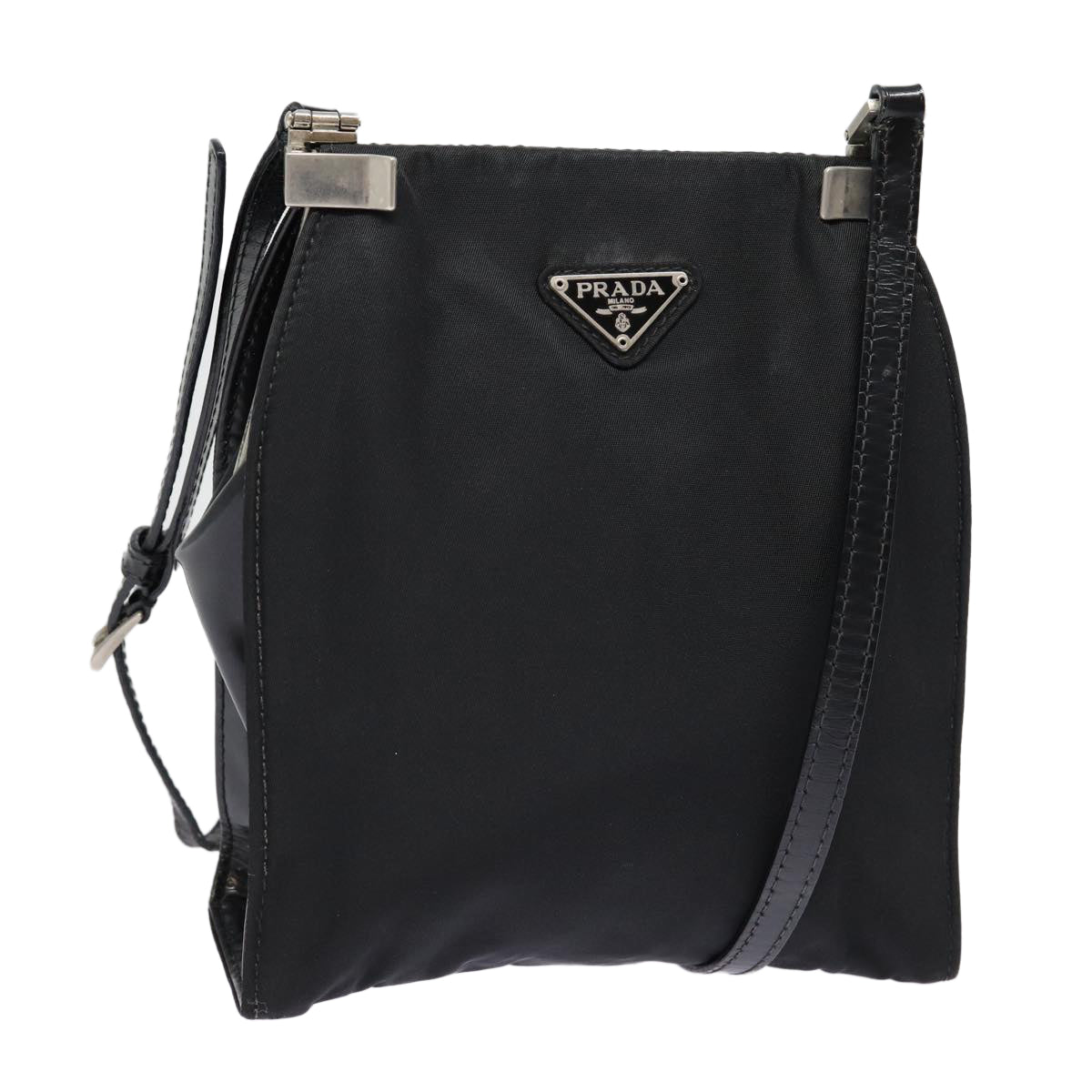 Luxury Prada Shoulder Bag Nylon Black Silver  bs17672