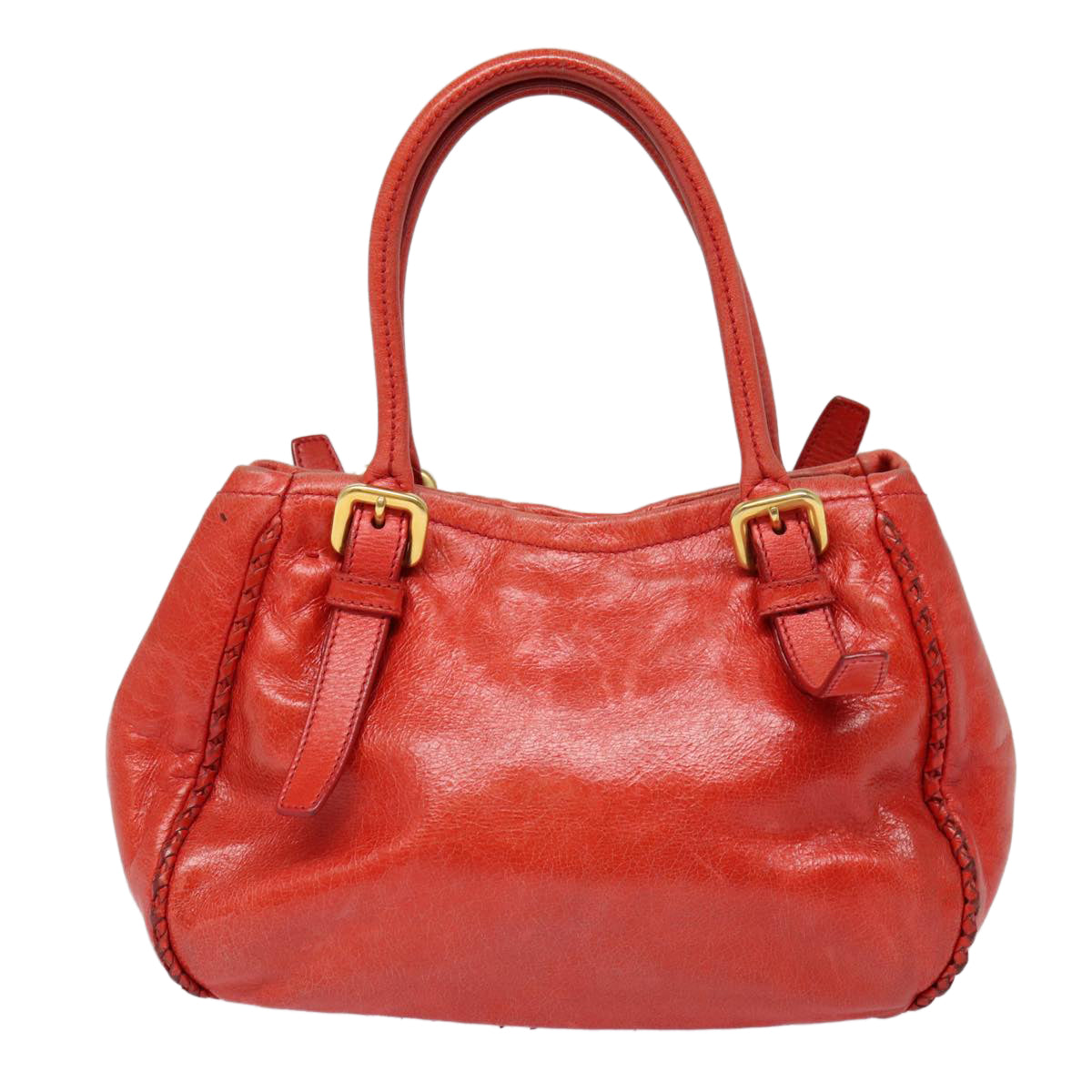 Luxury Prada Hand Bag Leather Red Gold  bs17684