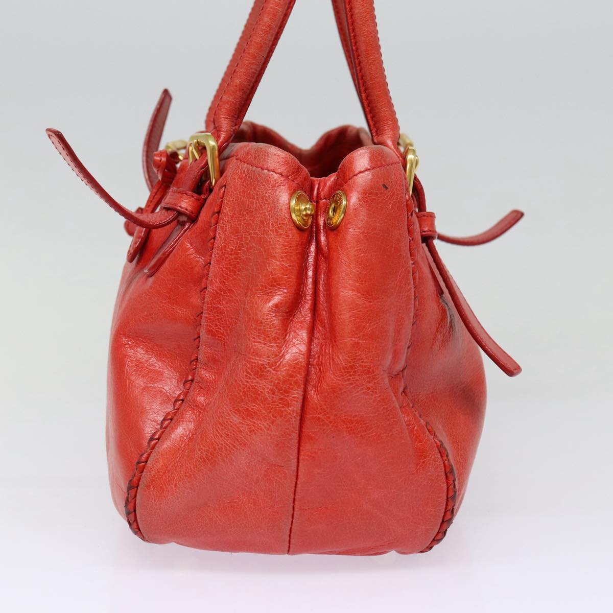 Luxury Prada Hand Bag Leather Red Gold  bs17684