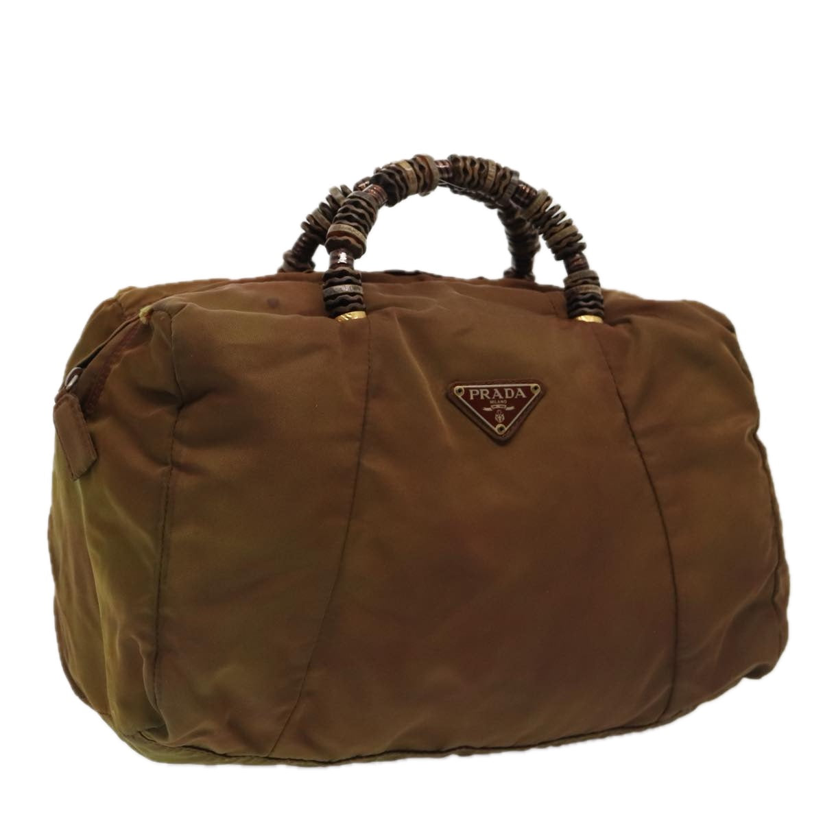 Luxury Prada Hand Bag Nylon Brown Silver  bs17719