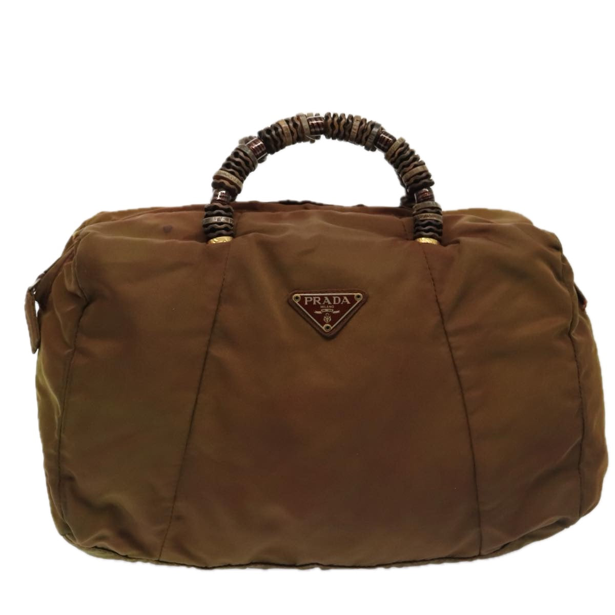 Luxury Prada Hand Bag Nylon Brown Silver  bs17719